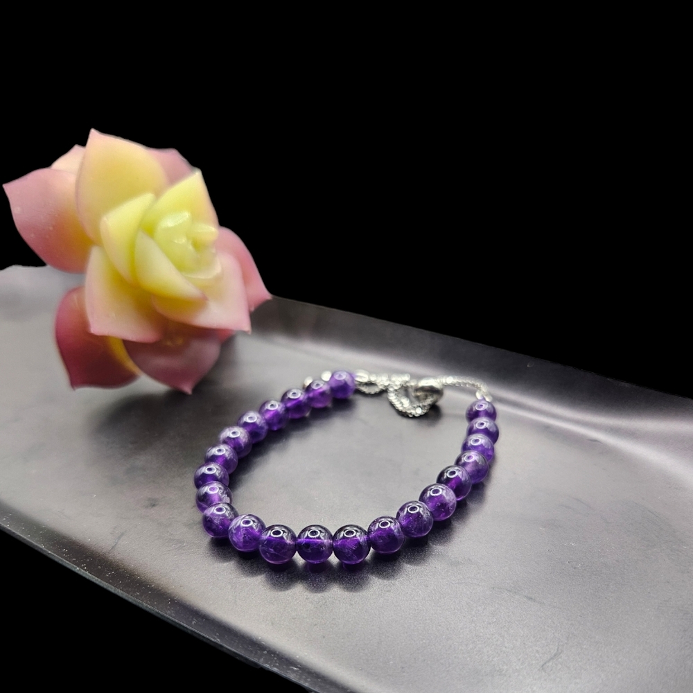 Amethyst Beaded Bolo Bracelet